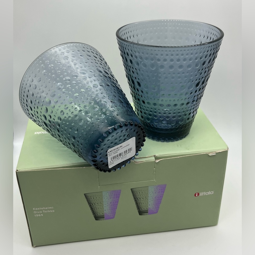 Brand New Iittala Kastehelmi Oiva Toikka 1964 Rain Tumblers Glasses Finland